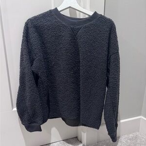 American Eagle Outfitters Black Sherpa Crew Neck